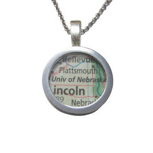 University of Nebraska Map Pendant Necklace